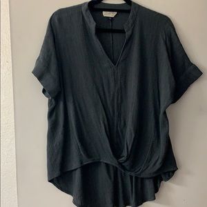 Twist front gray blouse
